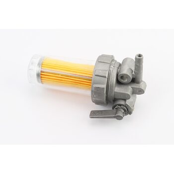 Кран топливный + фильтр в прозрачном корпусе (вход/выход в сторону)