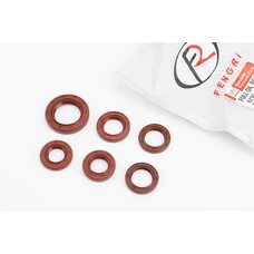 Сальники к-кт 6шт (16,4x30x5; 17x30x5; 19,8x30x5-2шт; 20x32x6; 27x42x7) двигуна, коричневий, від 10шт -15%