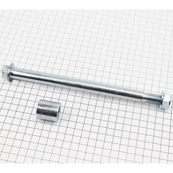 Ось колеса переднего (под спиц. колесо) d15mm; L210mm + втулка, гайка