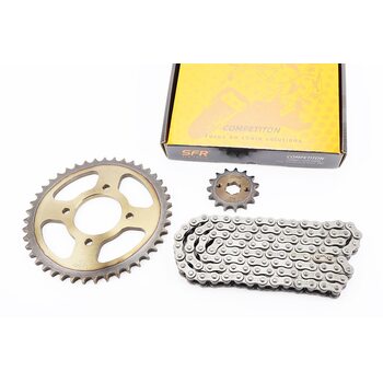 Звезды, цепь к-кт ZS125J-428H-116L+43T+15T "закаленная" (в коробке)