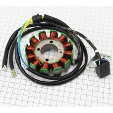 Статор магнето (генератора) (12 катушек разъем "папа 3+2"), 200cc (d=93мм)
