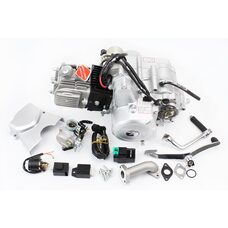 Двигун мопедний в зборі 110куб (Delta) - "механіка" + карбюратор, комутатор, котушка, реле: поворотів, стартера, напруги (без нап. KANUNI)