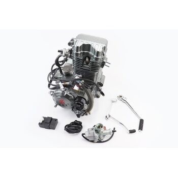 Двигатель мотоциклетный в сборе CGT-250cc (водяное охлаждение) + карбюратор, коммутатор, катушка зажигания, тип 2