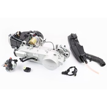 Двигун скутерний в зборі 150куб (довгий варіатор, довгий вал) + карбюратор, комутатор, котушка запалювання, повітряний фільтр