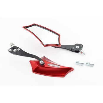 Дзеркала к-кт "ПРИЗМА" SPORT, червоні, м10 + перехідник під кріплення М10 прав/лев. Yamaha (з регулюванням нахилу), тип 1