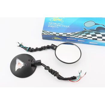 Зеркала к-кт Круглые-черные "Delta" с поворотами на черной короткой ножке, м8/м10