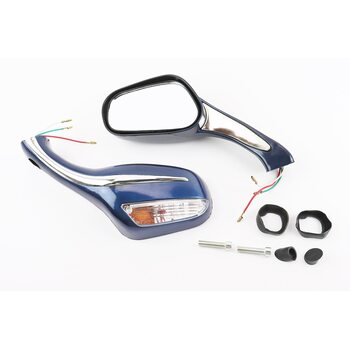 УЦІНКА Дзеркала к-кт "STORM" темно-сині з поворотами, м8 (дефекти фарбування, невелички сколи на склі)