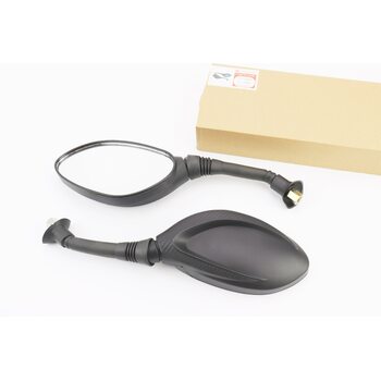 Зеркала к-кт DIO- черные с карбоновой вставкой "капли", м8 "длинная ножка в чехле резиновом" (ССС - знак качества)