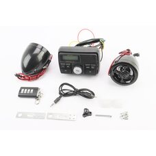 АУДІО-блок з ЖК дисплеєм (МРЗ-USB / SD, FM, пультДУ, сигналізація) + колонки 2шт (чорні "череп")
