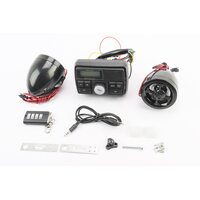 АУДІО-блок з ЖК дисплеєм (МРЗ-USB / SD, FM, пультДУ, сигналізація) + колонки 2шт (чорні "череп")