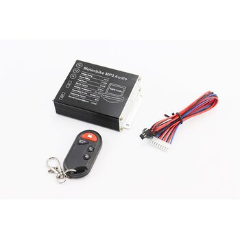АУДІО-блок (МРЗ-USB/SD, FM-радіо, пультДУ, сигналізація) + колонки 2шт (чорні)