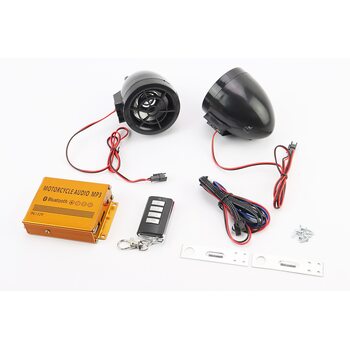 АУДИО-блок (Bluetooth, МРЗ-USB/SD, FM-радио, пультДУ, сигнализация) + колонки 2шт (черные)