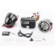 АУДІО-блок з ЖК дисплеєм (МРЗ-USB / SD, FM, пультДУ, сигналізація) + колонки 2шт (хром.)