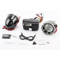 АУДІО-блок з ЖК дисплеєм (МРЗ-USB / SD, FM, пультДУ, сигналізація) + колонки 2шт (хром.)