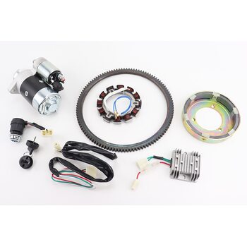 Комплект для переоснащения мотоблока под электростартер 186F (электростартер, замок, проводка, магнето, реле, венец)