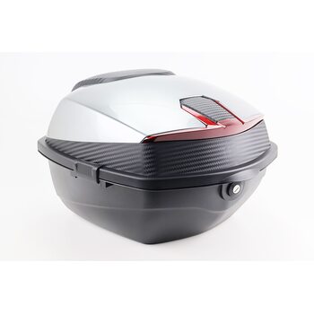 Кофр средний (пластмассовый) 430*400*290мм, серый со вставкой "КАРБОН"