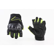 Перчатки мотоциклетні без пальців L-Чорно-Салатові