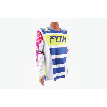 Футболка (Джерси) мужская L-(Polyester 100%), длинные рукава, свободный крой, бело-сине-салатовая, НЕ оригинал