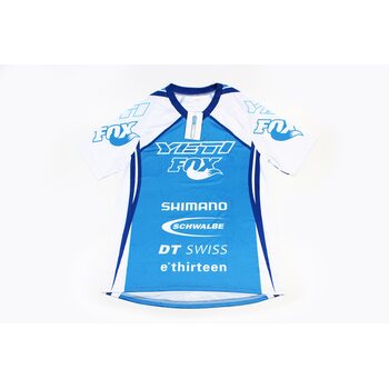 Футболка (Джерси) мужская L-(Polyester 80% / Spandex 20%), короткие рукава, свободный крой, бело-синяя, НЕ оригинал