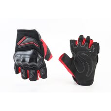Перчатки мотоциклетні без пальців L-Чорно-Червоні, тип 2
