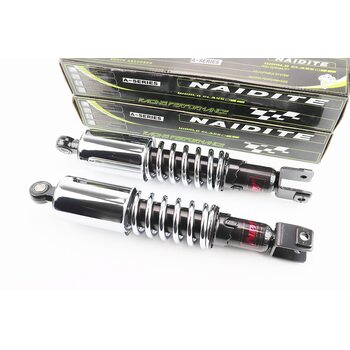 Амортизатор задній 360mm * d64mm (втулка 12mm / вилка 10mm) з стаканом регулир., хром к-кт 2шт