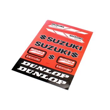 Наклейки на планшеті "Suzuki / Dunlop" червоні набір 8шт 22x32, 5839A