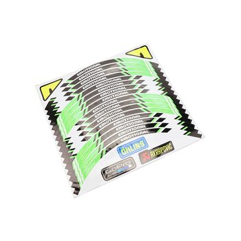 Наклейка світловідбивна на 2 диски колеса 17" к-кт ЗЕЛЕНО-ЧОРНО-БІЛІ