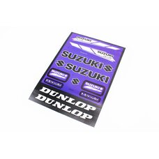 Наклейки на планшеті "Suzuki / Dunlop" сині набір 11шт 23х32, 5839B