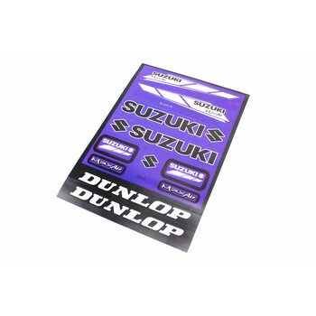 Наклейки на планшеті "Suzuki / Dunlop" сині набір 11шт 23х32, 5839B