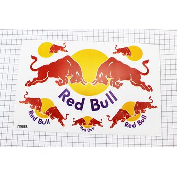 Наклейки на планшеті "Red Bull" набір 6шт 26х17, 7069В