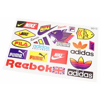 Наклейки на планшеті "Nike Reebok Adidas PUMA" набір 17шт 26х17, 0013