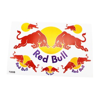 Наклейки на планшеті "Red Bull" набір 6шт 26х17, 7069В