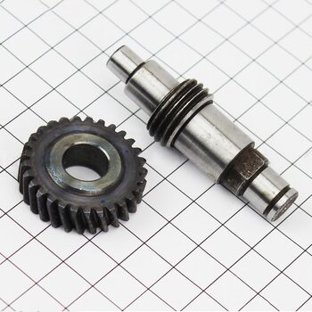 Шестерня метал (D=33мм, d=12мм, H=10мм, Z=29) + вал L=61,2мм к-кт 2шт Rebir KZ