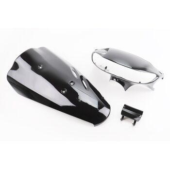 Honda DIO AF-34 пластик - к-кт фарбований 5 деталей (голова під диск. гальмо з кришкою лючка), ЧОРНИЙ