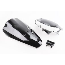 Honda DIO AF-34 пластик - к-кт фарбований 5 деталей (голова під диск. гальмо з кришкою лючка), ЧОРНИЙ