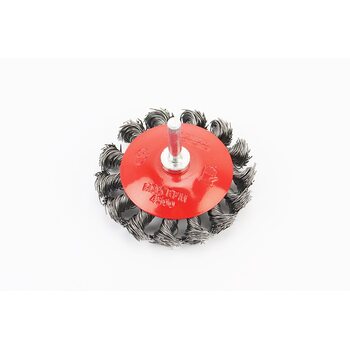 Щетка конусная со стержнем 1/4" D-75мм из плетеной проволоки 19-9307