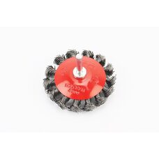 Щітка конусна зі стрижнем 1/4" D-75мм з плетеного дроту 19-9307