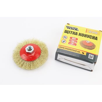 Щетка конусная М14 D-100мм из латунированной рифленой проволоки 19-8110
