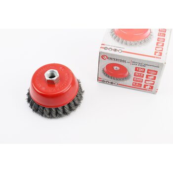 Щетка торцевая М14 D-100мм из плетеной проволоки BT-2100