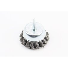 Щітка торцева зі стрижнем 1/4" D-75мм з плетеного дроту 19-7307