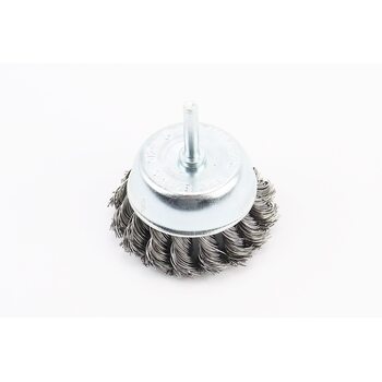 Щітка торцева зі стрижнем 1/4" D-75мм з плетеного дроту 19-7307