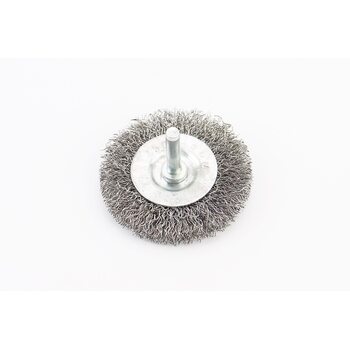 Щетка дисковая со стержнем 1/4" D-60мм из рифленой проволоки 19-9806