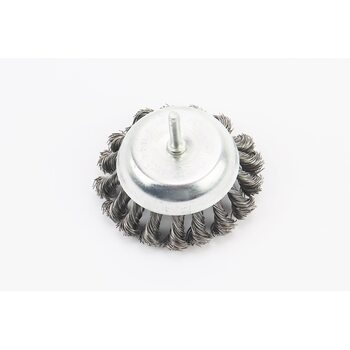 Щетка торцевая со стержнем 1/4" D-100мм из плетеной проволоки 19-7310