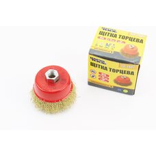 Щітка торцева М14 D-75мм з латунованого рифленого дроту 19-7107