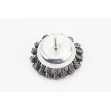 Щітка торцева зі стрижнем 1/4" D-100мм з плетеного дроту 19-7310