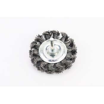 Щітка дискова зі стрижнем 1/4" D-75мм з плетеного дроту BT-8075