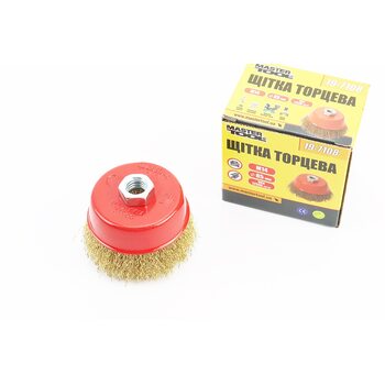 Щітка торцева М14 D-85мм з латунованого рифленого дроту 19-7108