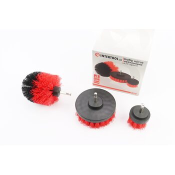 Набор щеток 3шт со стержнем 1/4" D-50/80/100мм из нейлоновой проволоки BT-0301