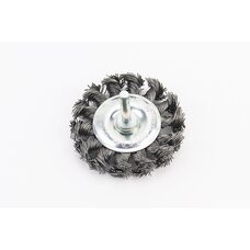 Щітка дискова зі стрижнем 1/4" D-75мм з плетеного дроту BT-8075