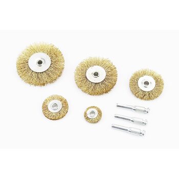 Набір щіток 5шт - диск. зі стрижнем 1/4" D-25/38/50/63/75 з латунованого рифленого дроту 19-9500